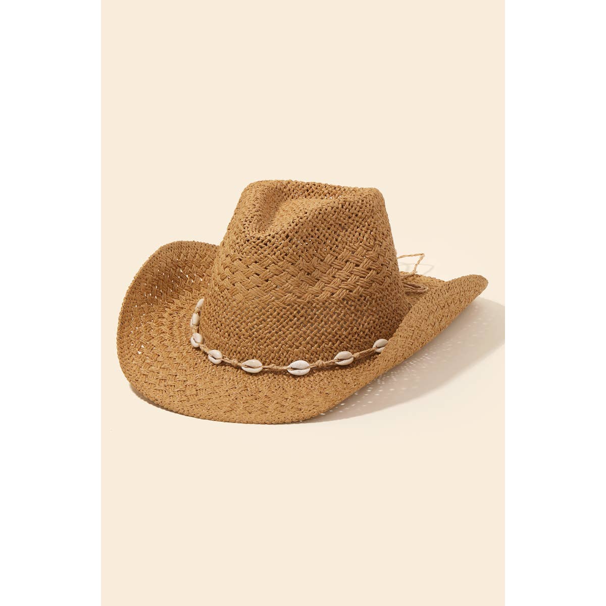 Straw Braid Cowrie Shell Strap Fedora Hat