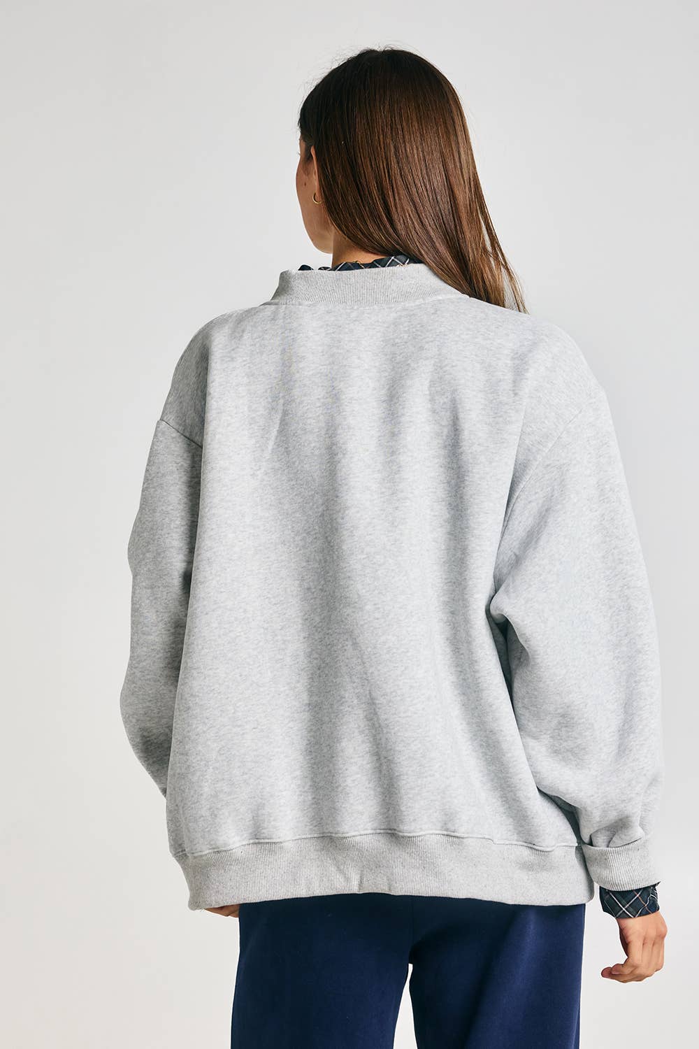 Embroidered "LAKE" Mock Neck Sweatshirt