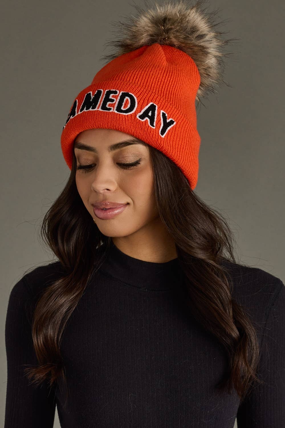 Orange & Black Game Day Pom Hat