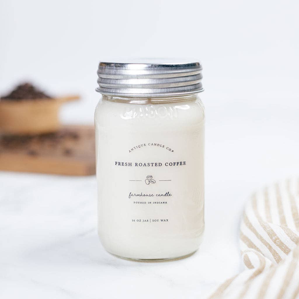 Fresh Roasted Coffee - Soy Wax Mason Jar Candle - 16 oz.