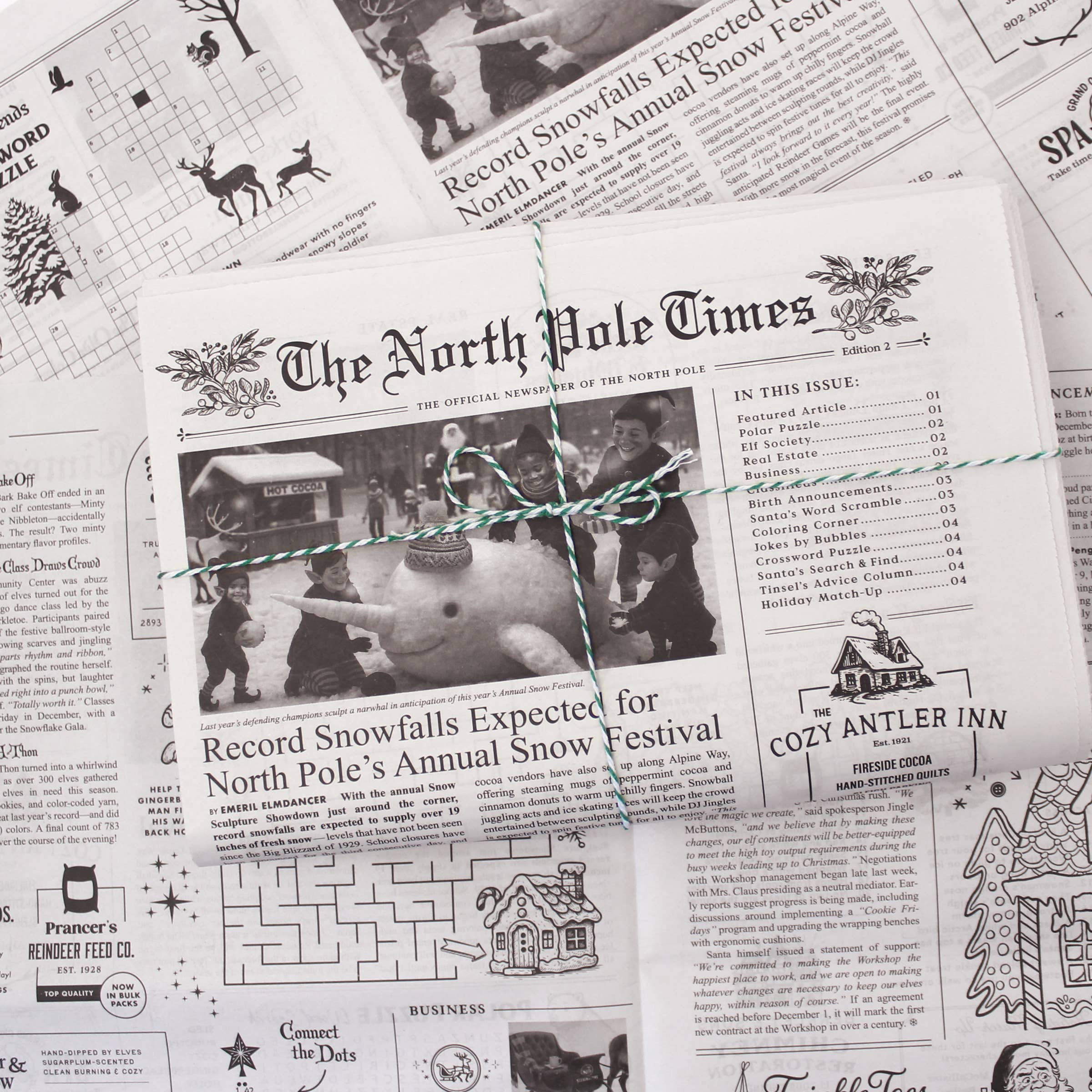 4pk North Pole Times Edition 2 - Newspaper and Gift Wrap