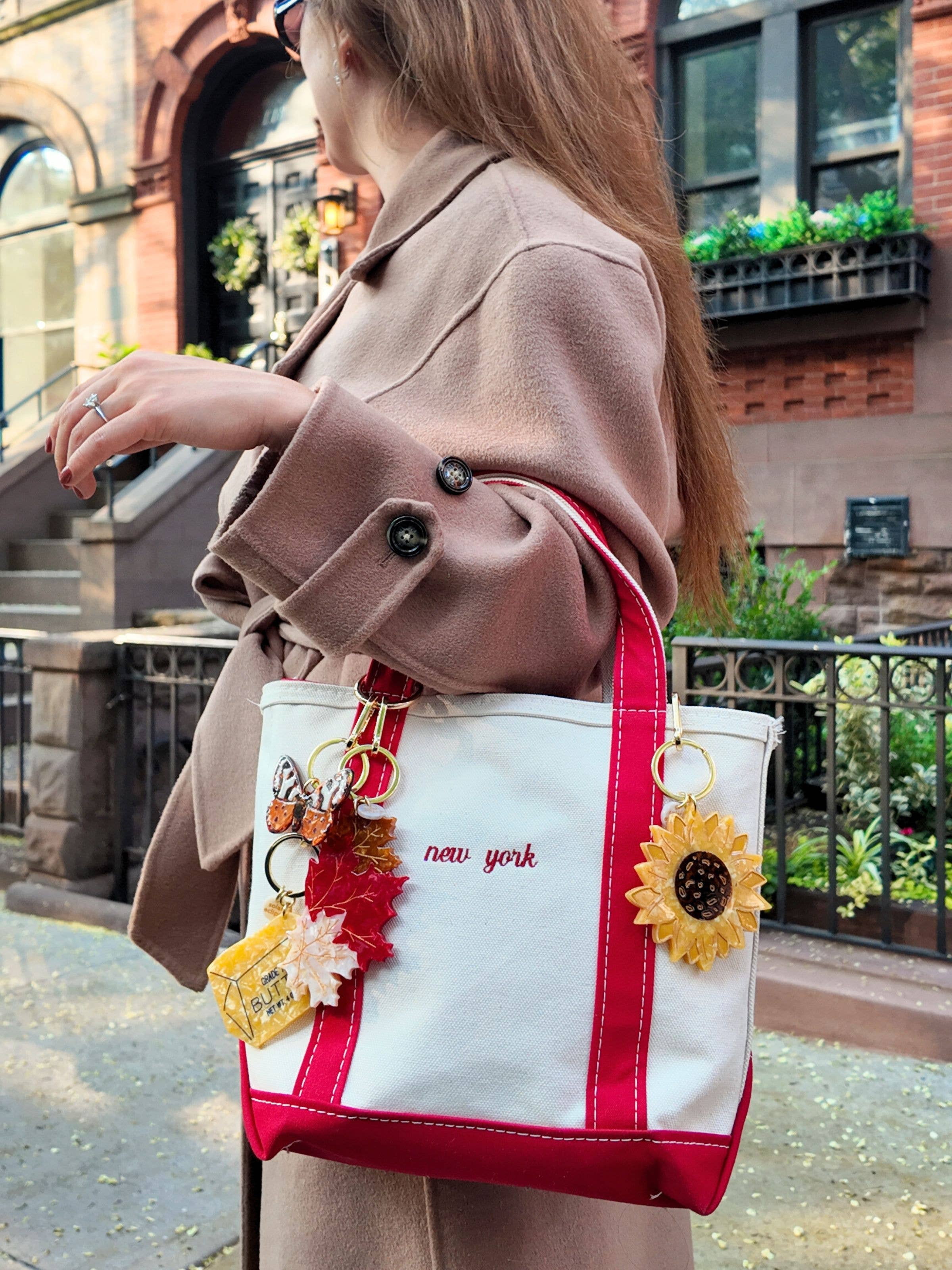 Hand-painted Maple Leaves Bag Charm + Keychain