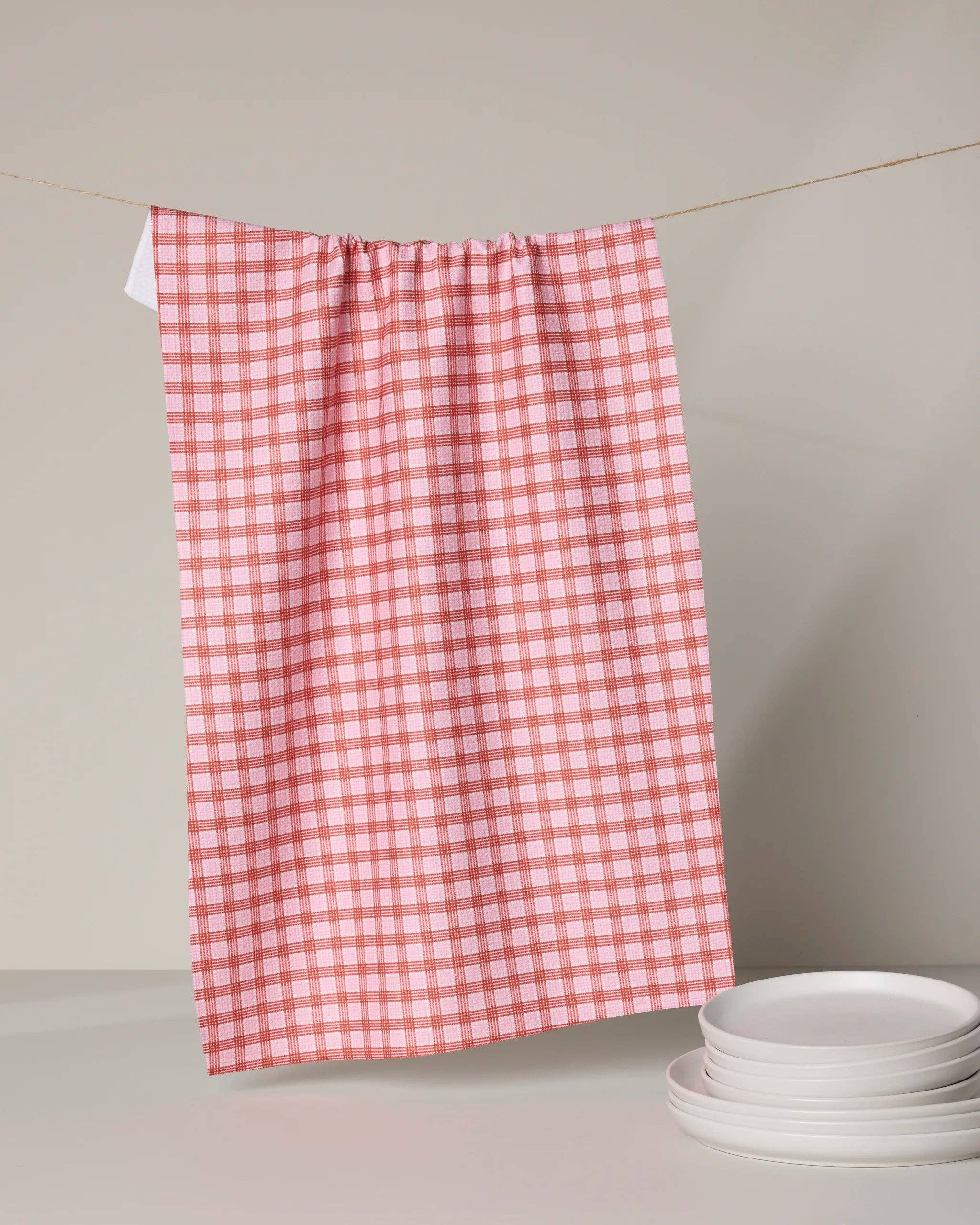 Cupids Plaid Tea Towel