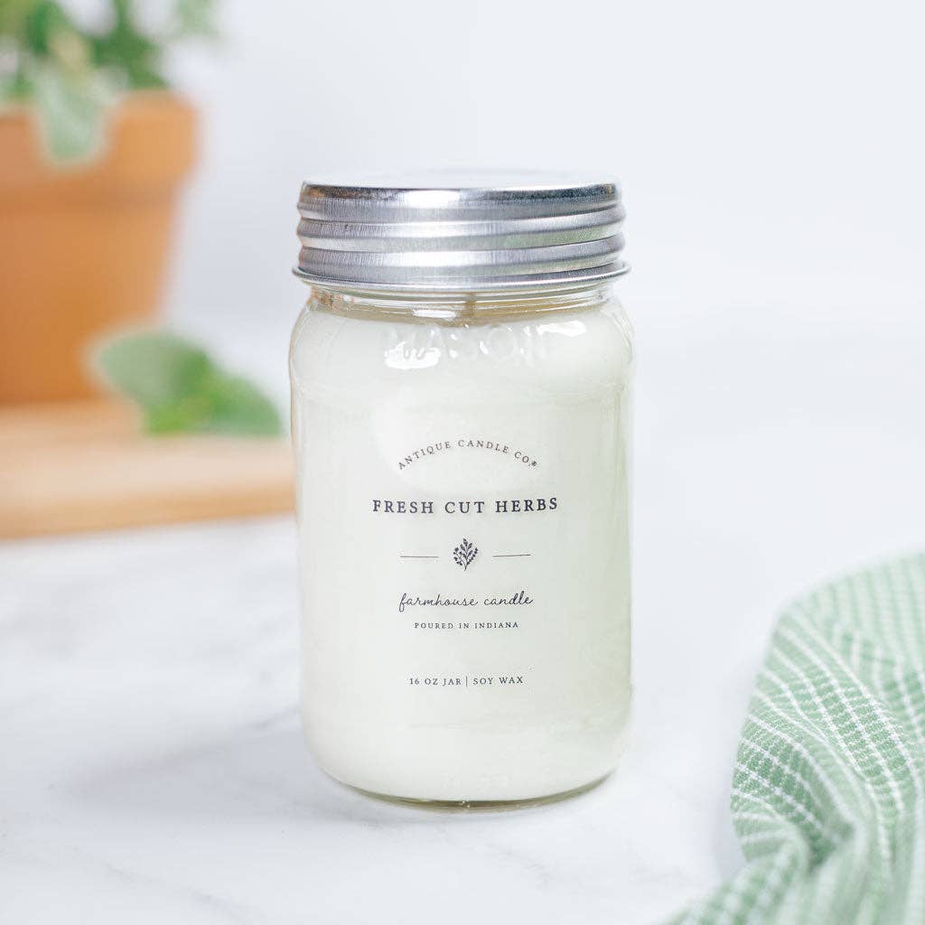 Soy Wax Mason Jar Candle - Fresh Cut Herbs