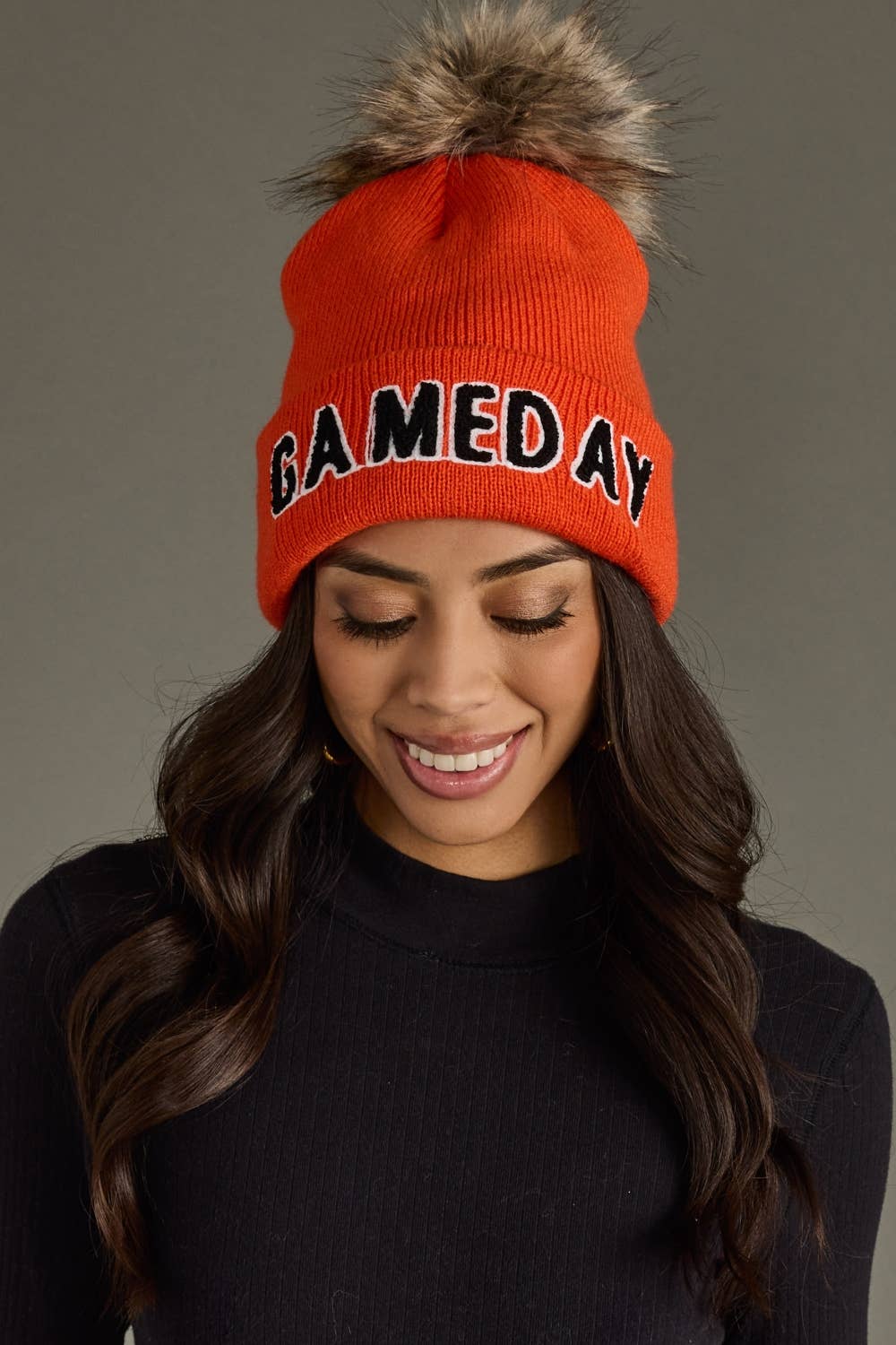 Orange & Black Game Day Pom Hat