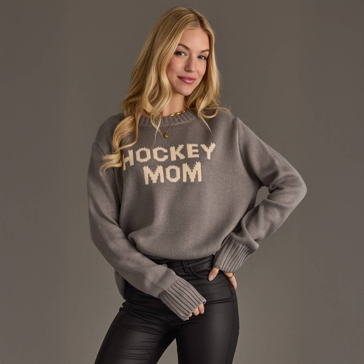 Gray Hockey Mom Sweater