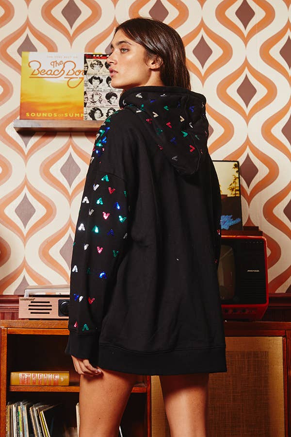 Sequins Detail Casual Pullover Hoodie