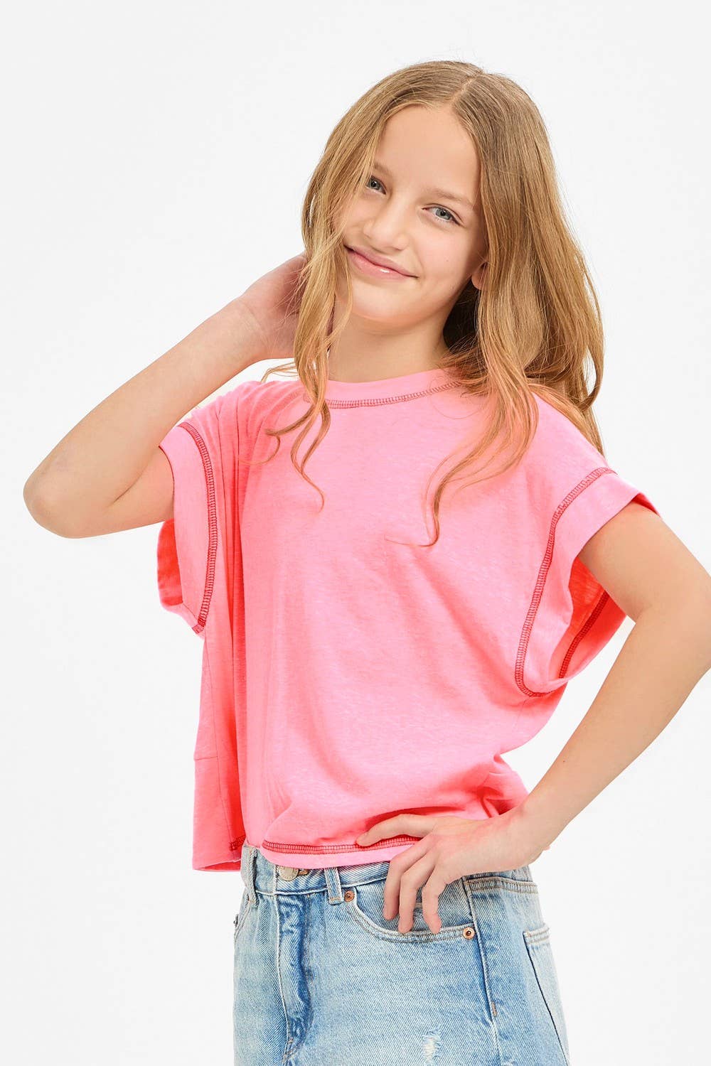 Overlap Open Back Reverse Stitched Top Youth