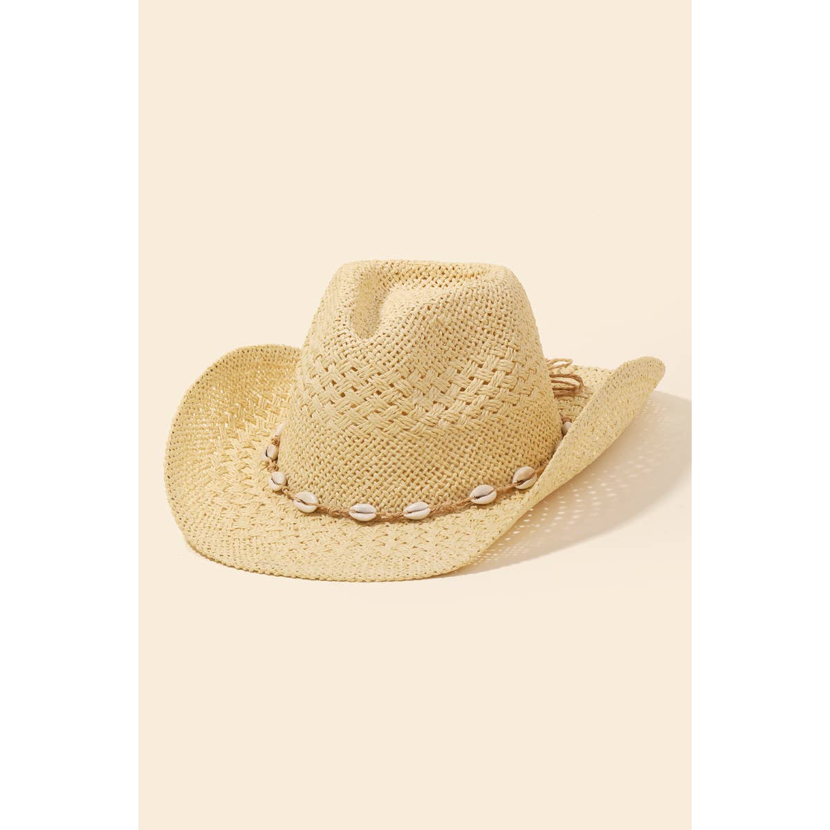 Straw Braid Cowrie Shell Strap Fedora Hat