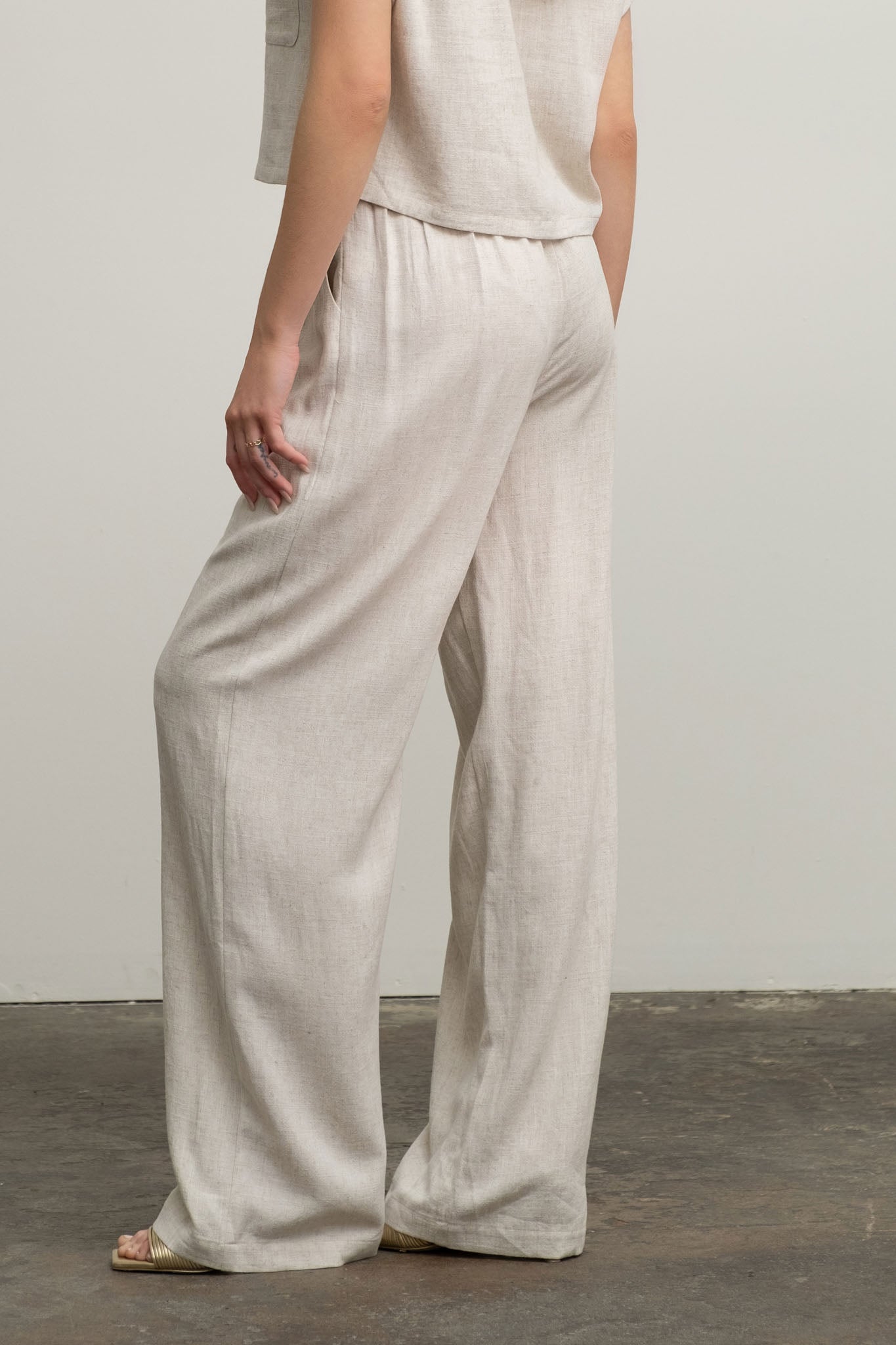 Blu Pepper Crop Pants Set Oatmeal