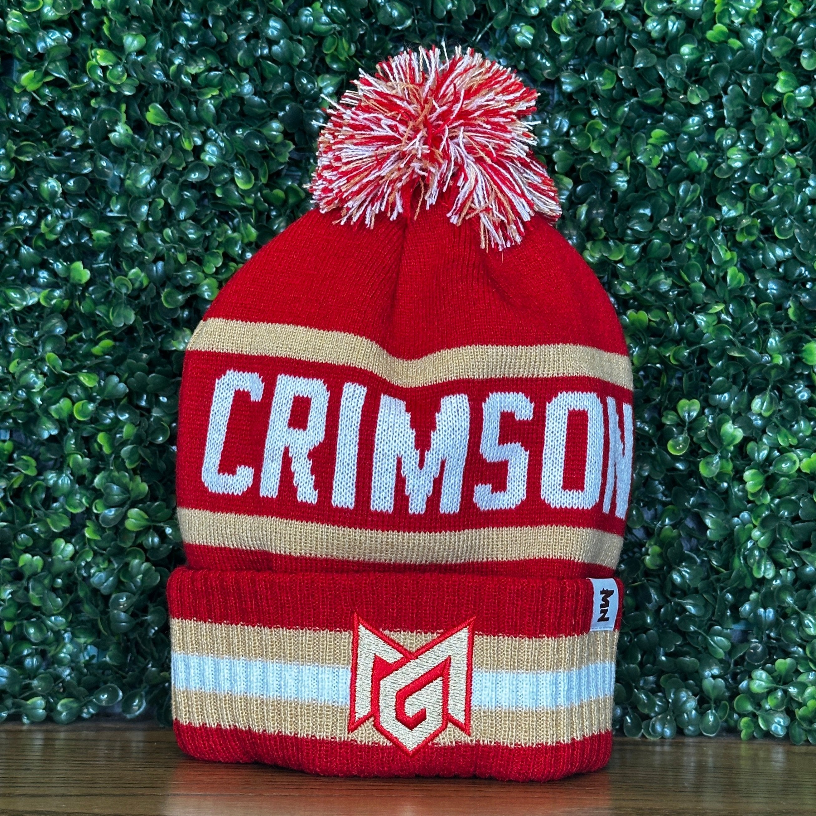 Maple Grove Crimson Cuff Knit Pom Beanie