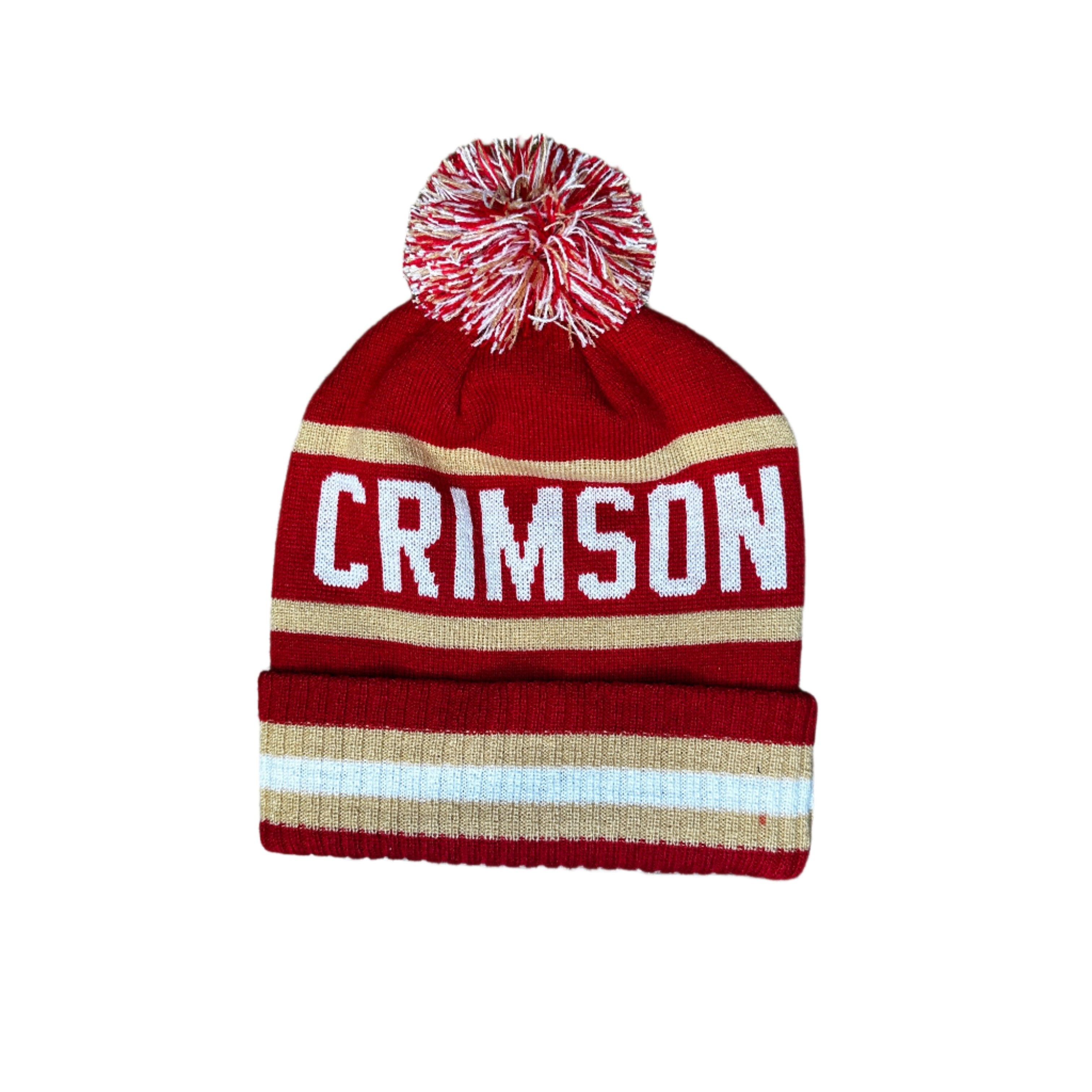 Maple Grove Crimson Cuff Knit Pom Beanie