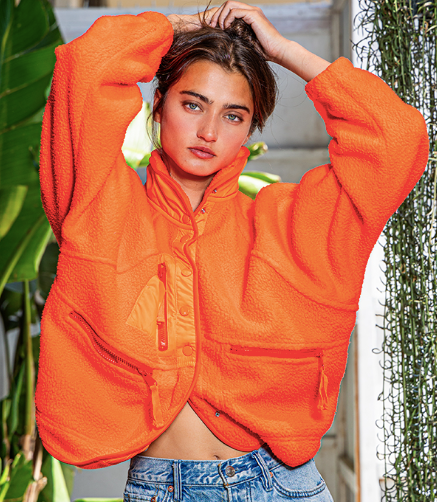 SOFT FLEECE SNAP BUTTON-UP JACKET