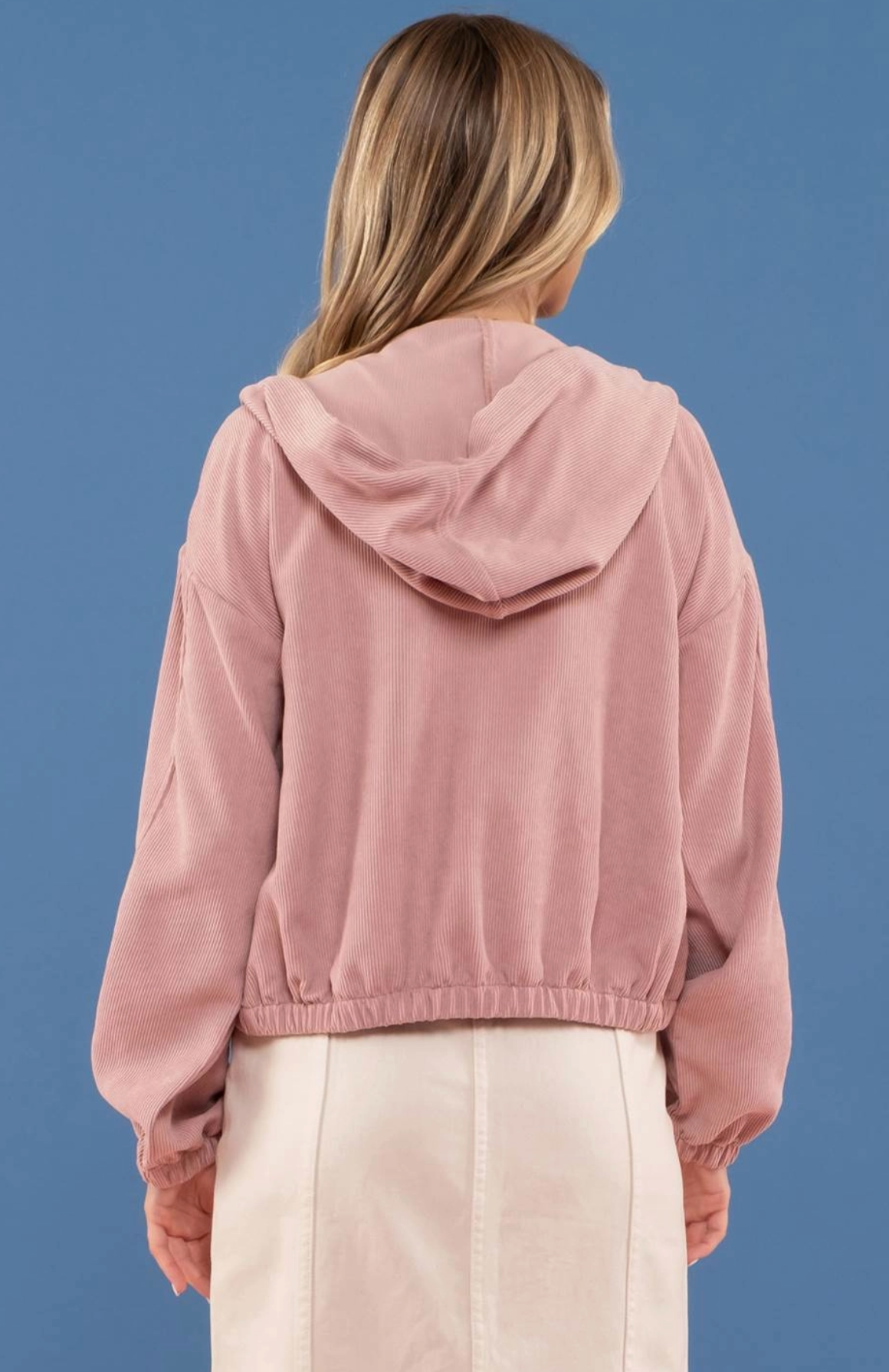 Corduroy Zip Up Jacket - Mauve