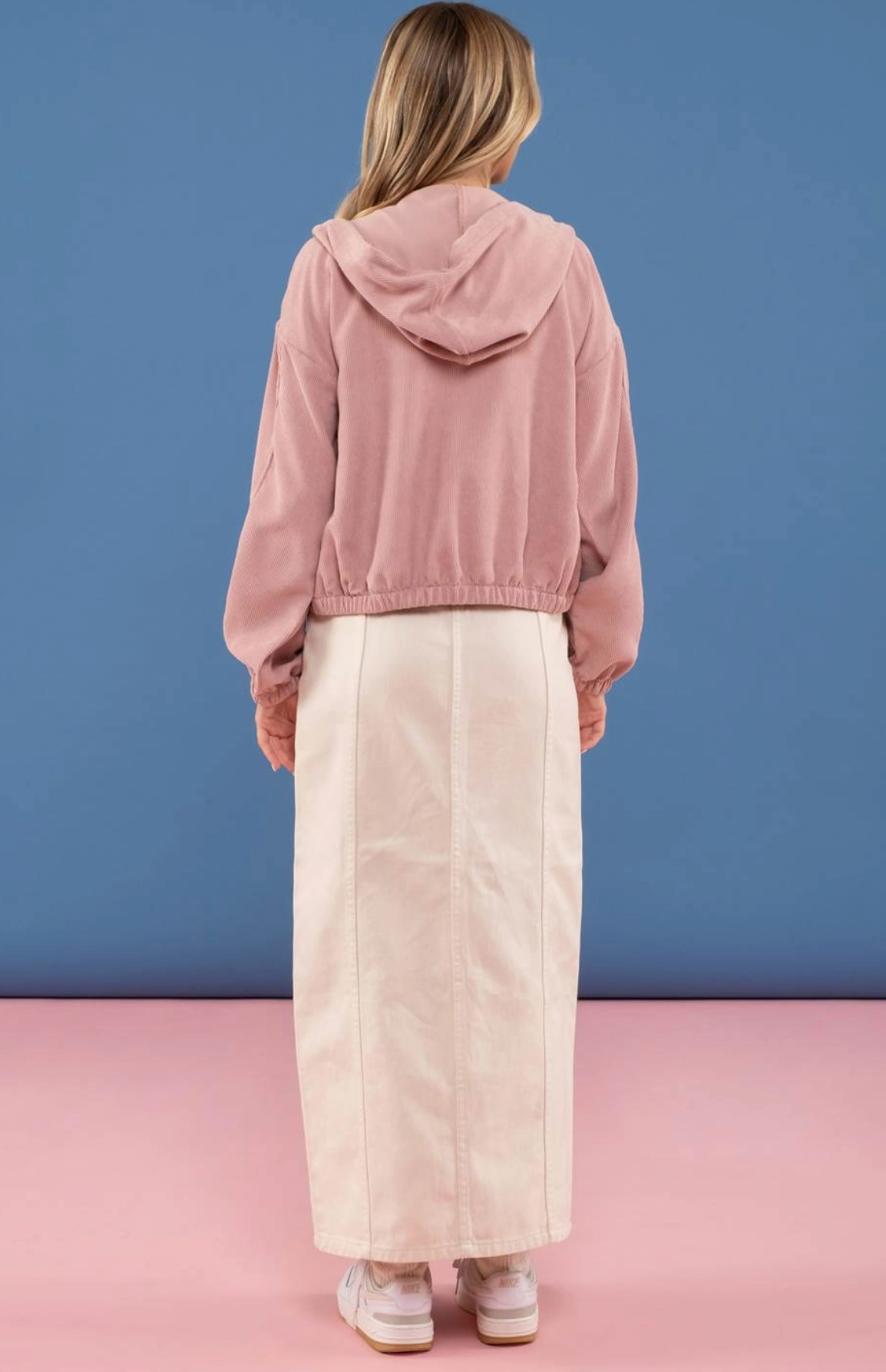 Corduroy Zip Up Jacket - Mauve