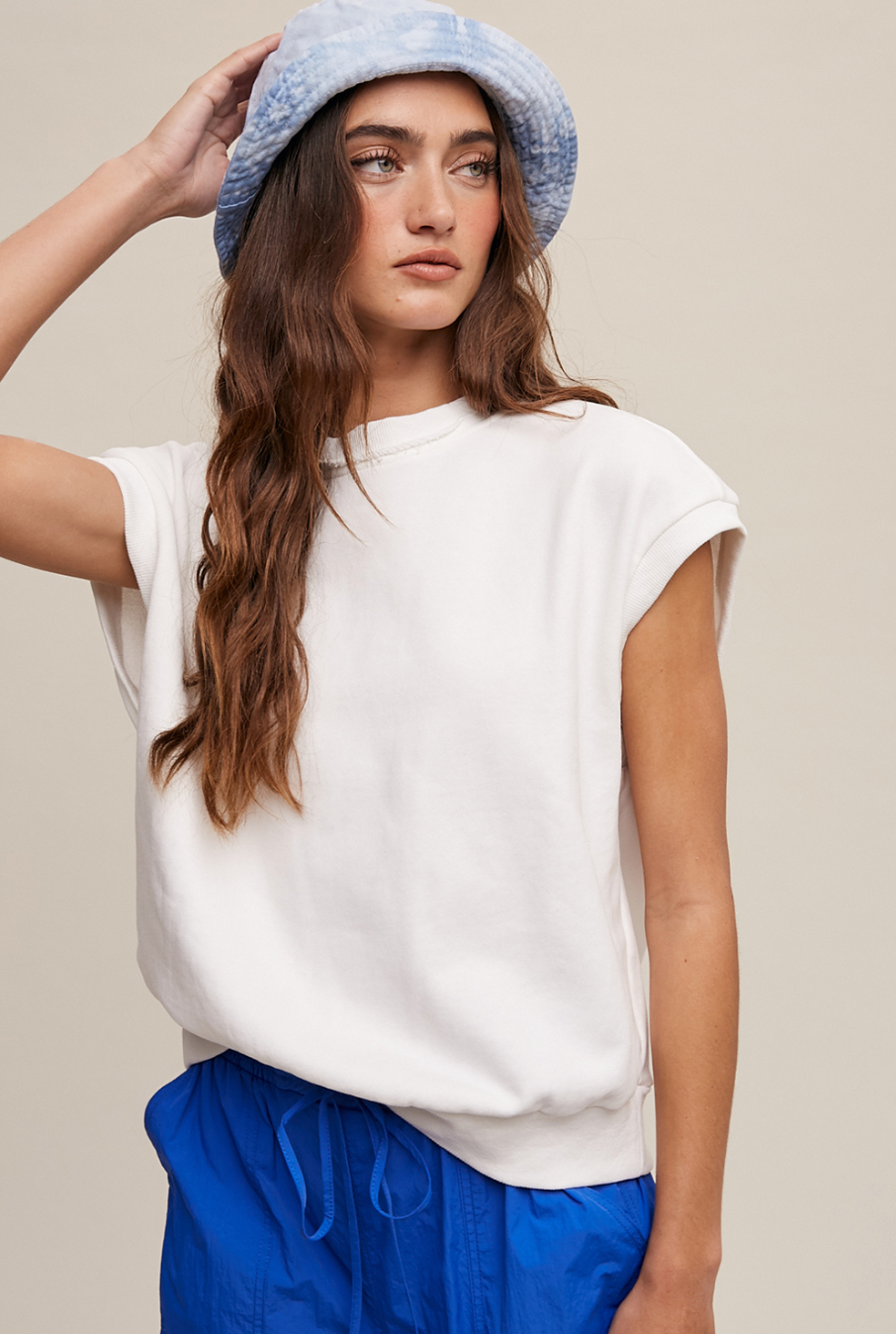 Short Sleeve Boxy Crew Neck Sweat Top