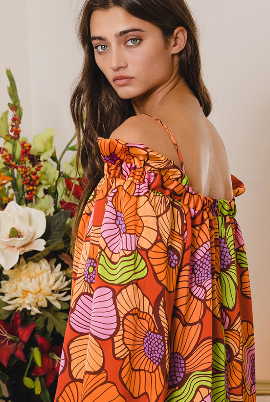Floral Print Blouse with Spaghetti Straps