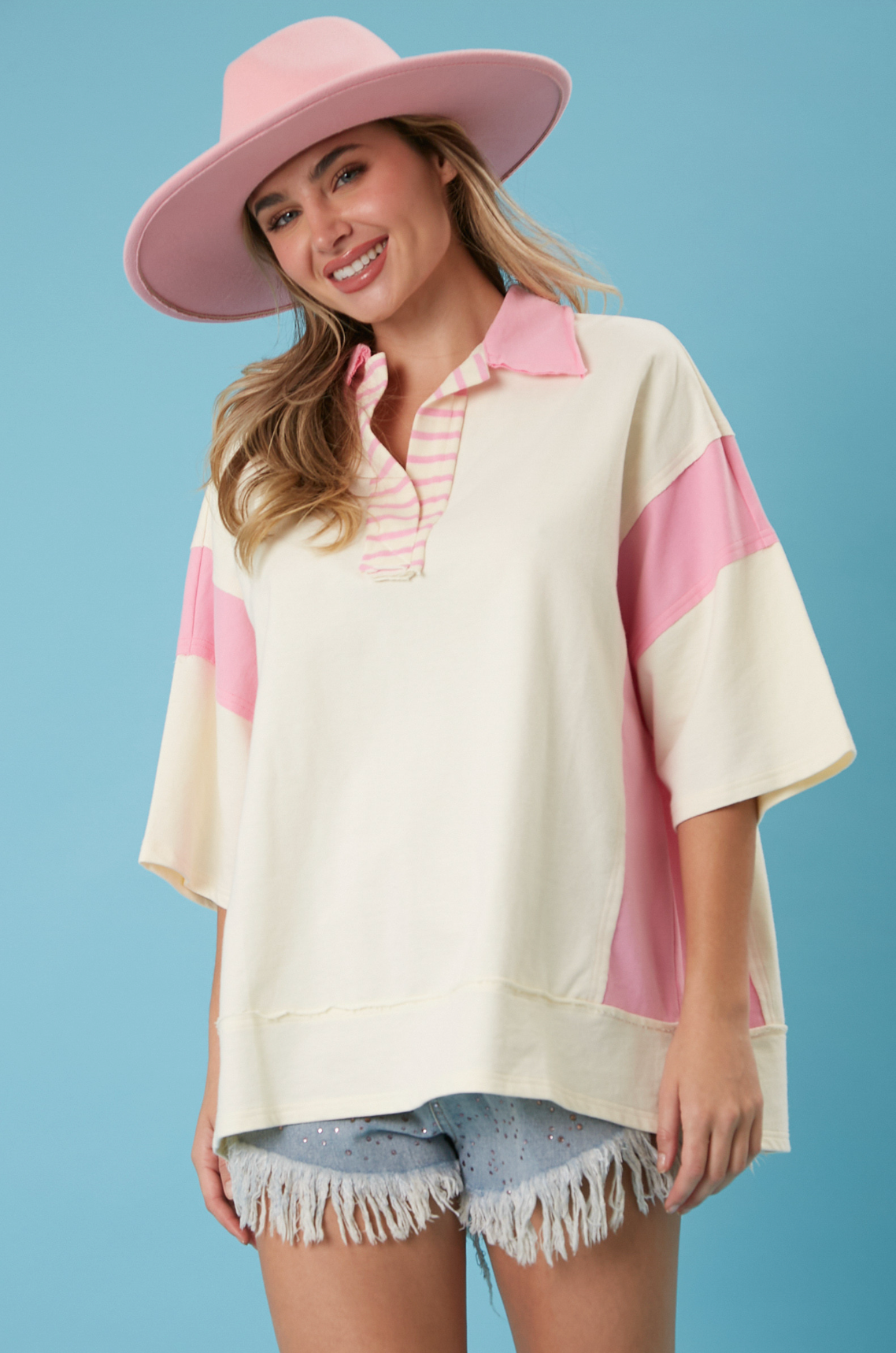 Cream/Pink Stripe Top