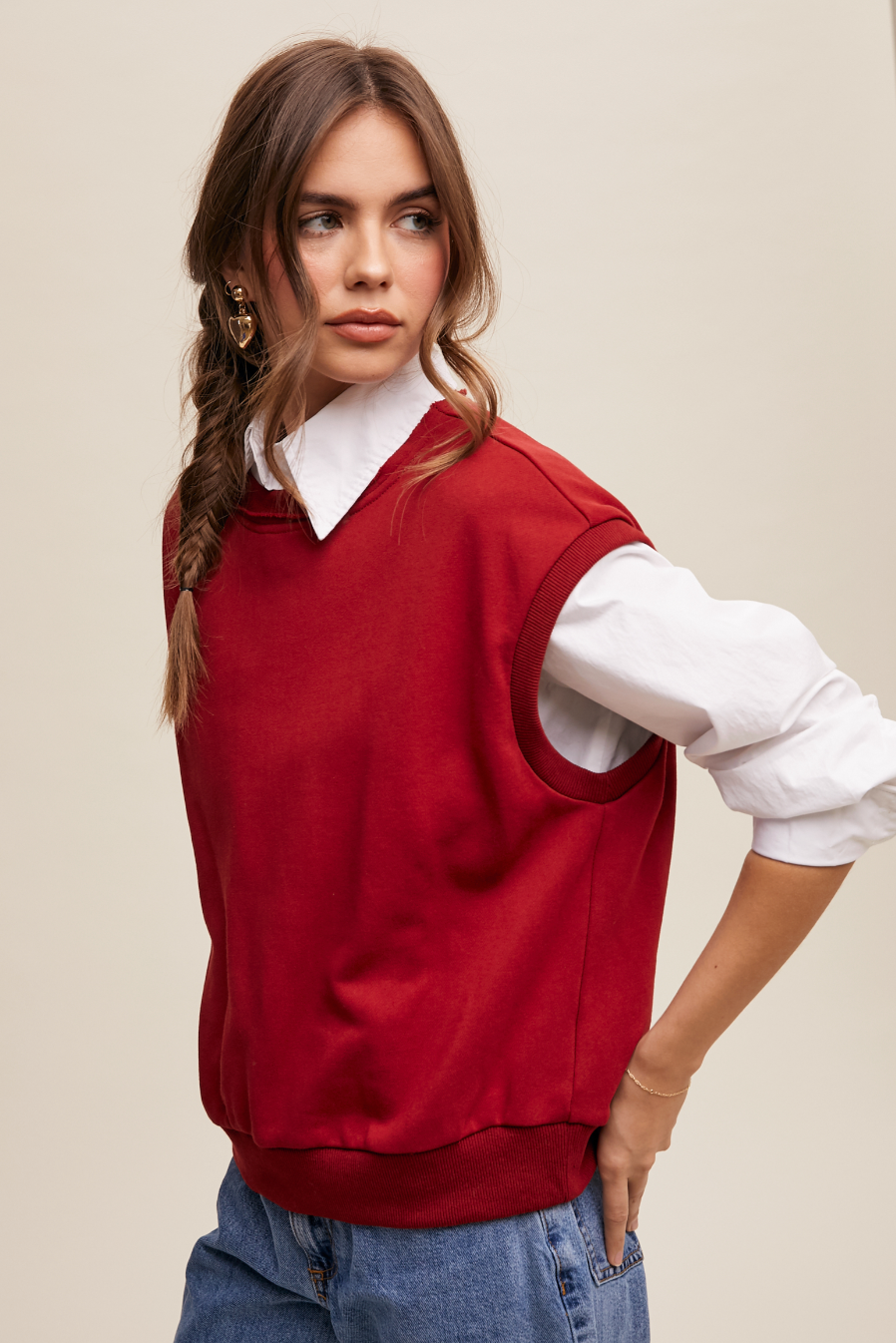 Short Sleeve Boxy Crew Neck Sweat Top