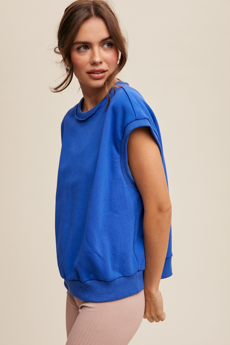 Short Sleeve Boxy Crew Neck Sweat Top