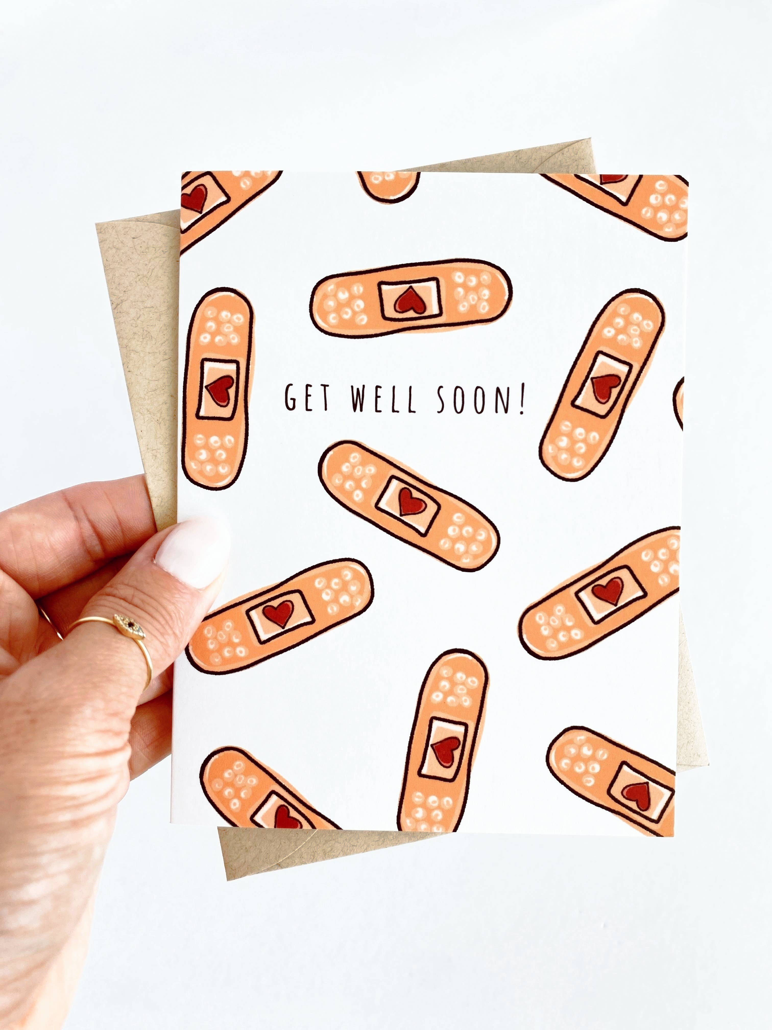 Heart Bandaid Card Get Well Soon Greeting Card