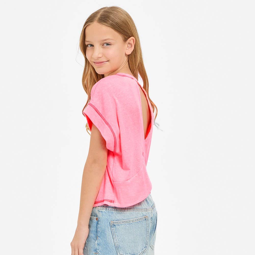 Overlap Open Back Reverse Stitched Top Youth