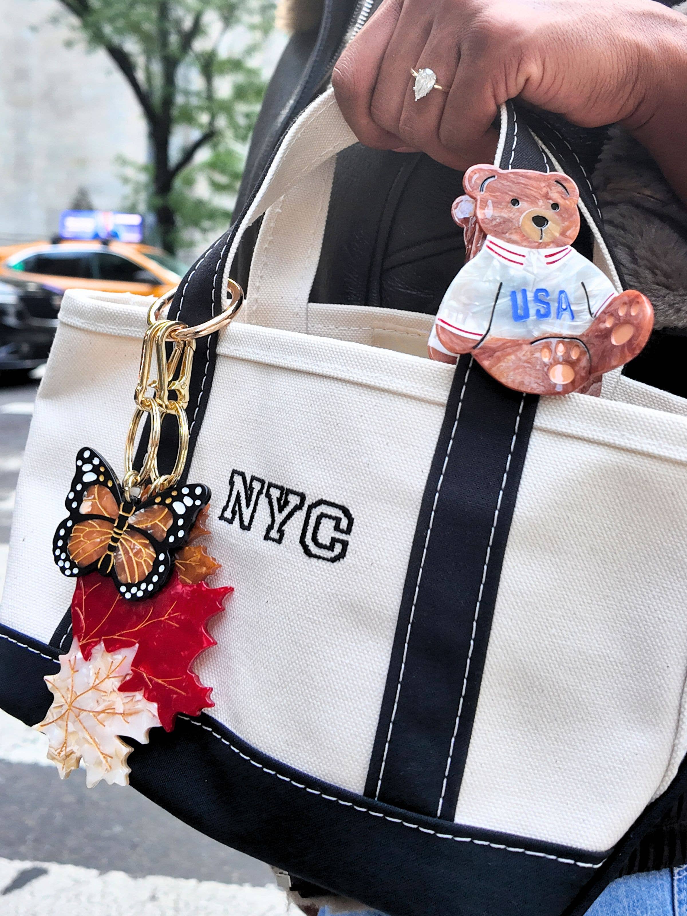 Hand-painted Maple Leaves Bag Charm + Keychain