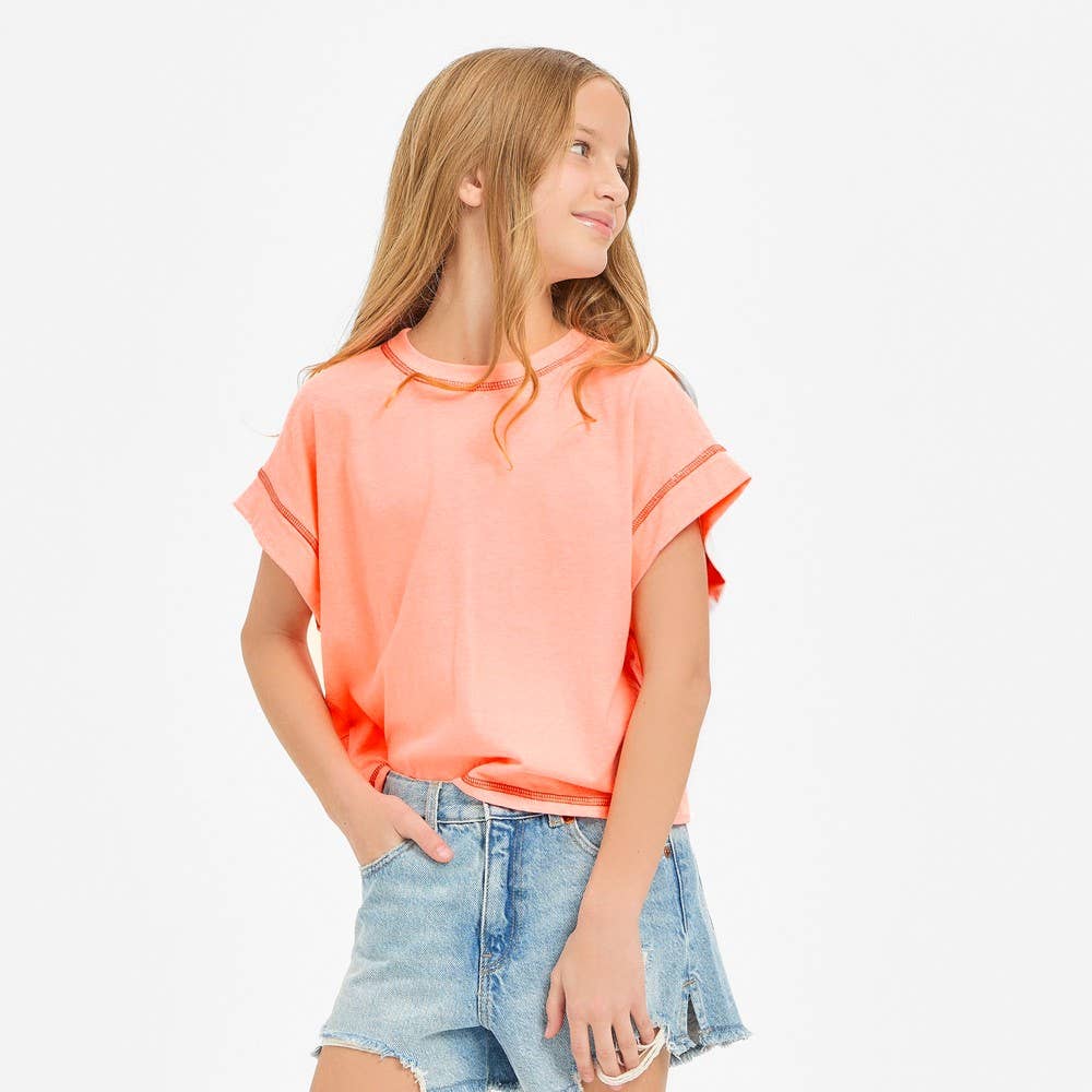 Overlap Open Back Reverse Stitched Top Youth
