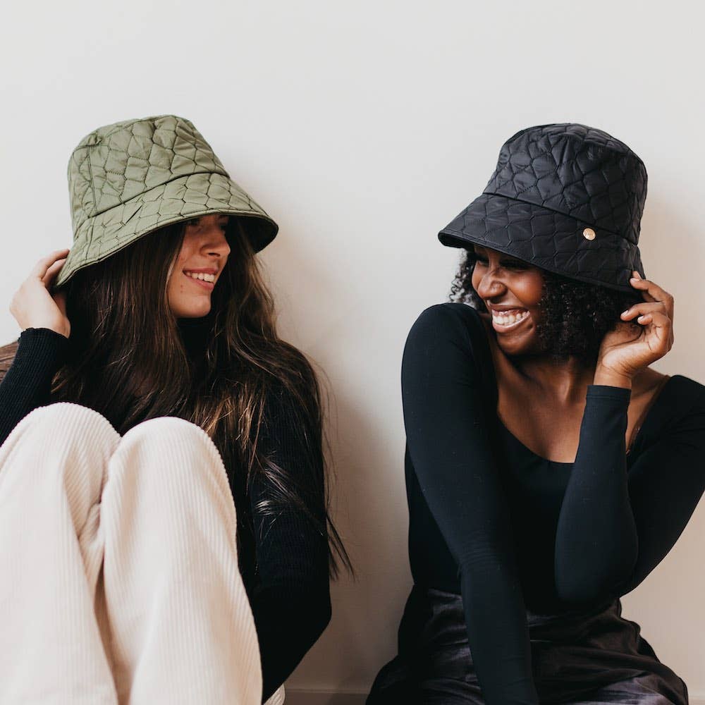 Chiara Quilted Bucket Hat: Olive