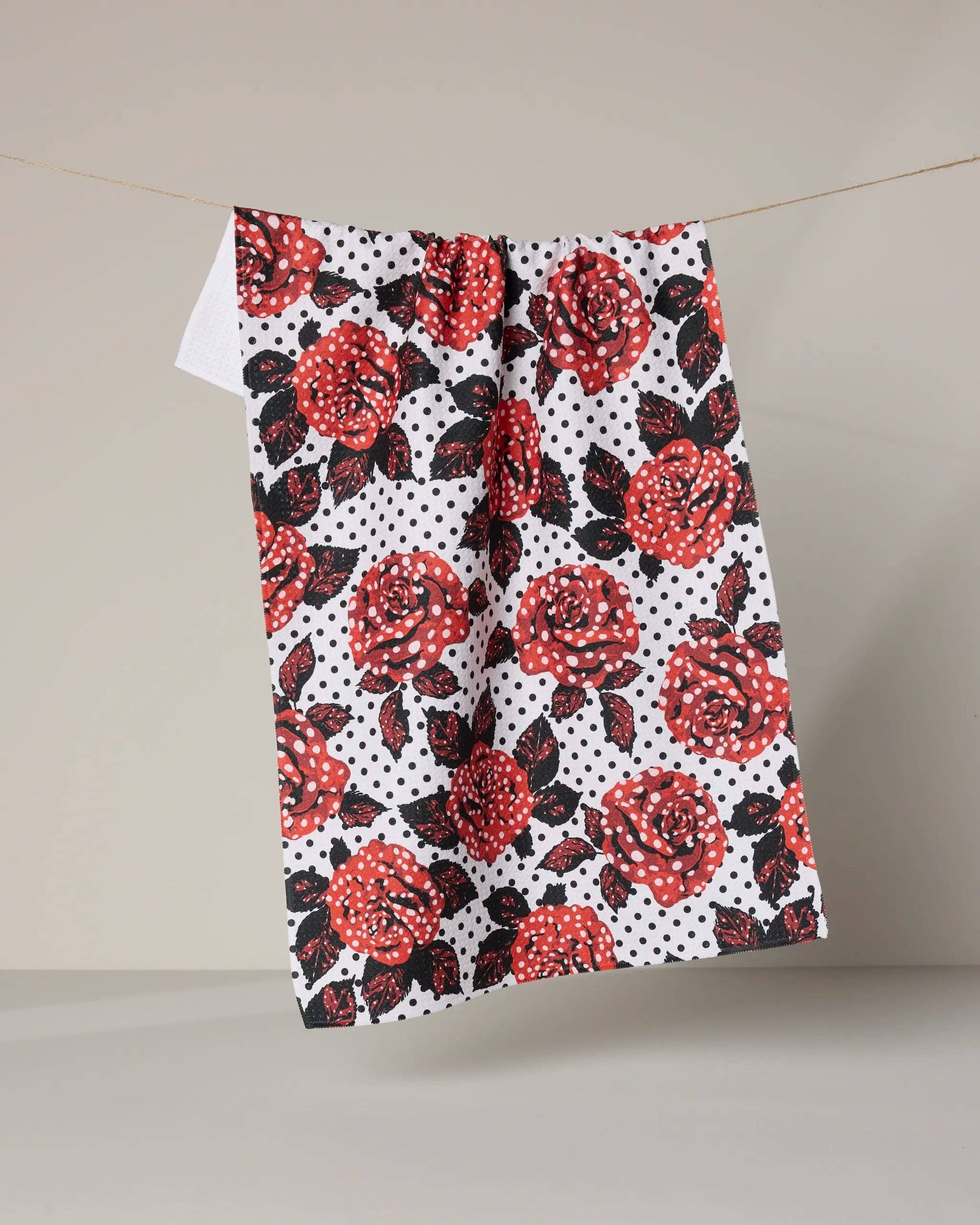 Polka Rose Tea Towel