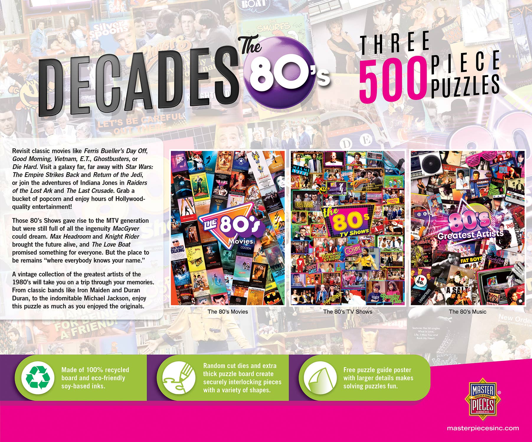 Decades - The 80's 500 Piece Puzzles 3 Pack