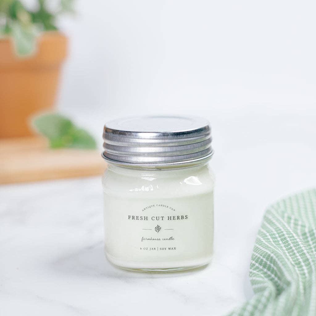 Soy Wax Mason Jar Candle - Fresh Cut Herbs