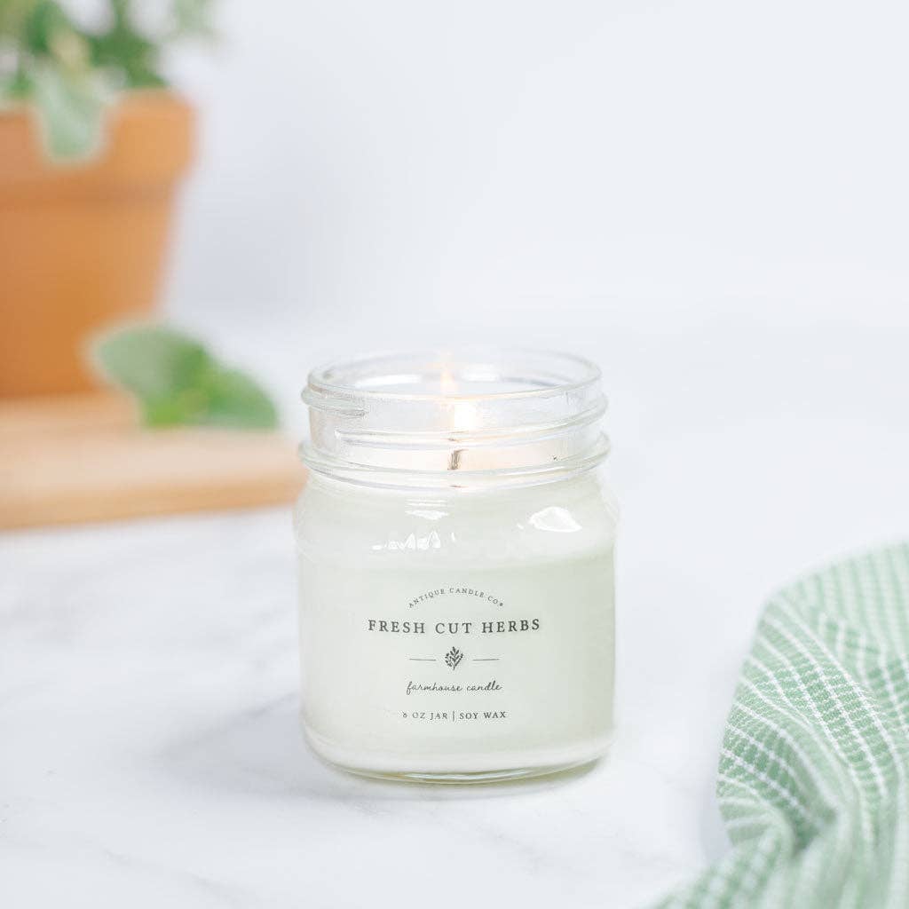 Soy Wax Mason Jar Candle - Fresh Cut Herbs