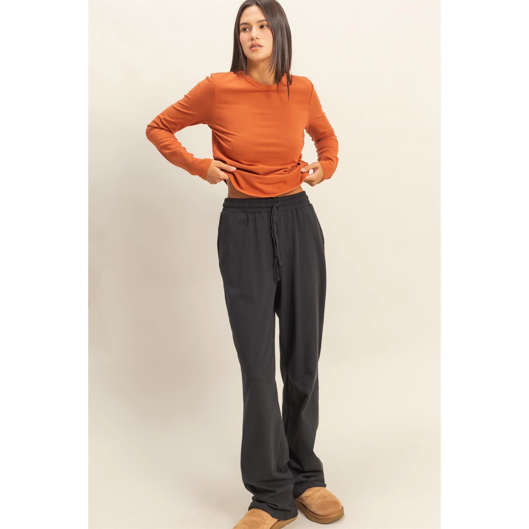 Drawstring High-Waisted Pants