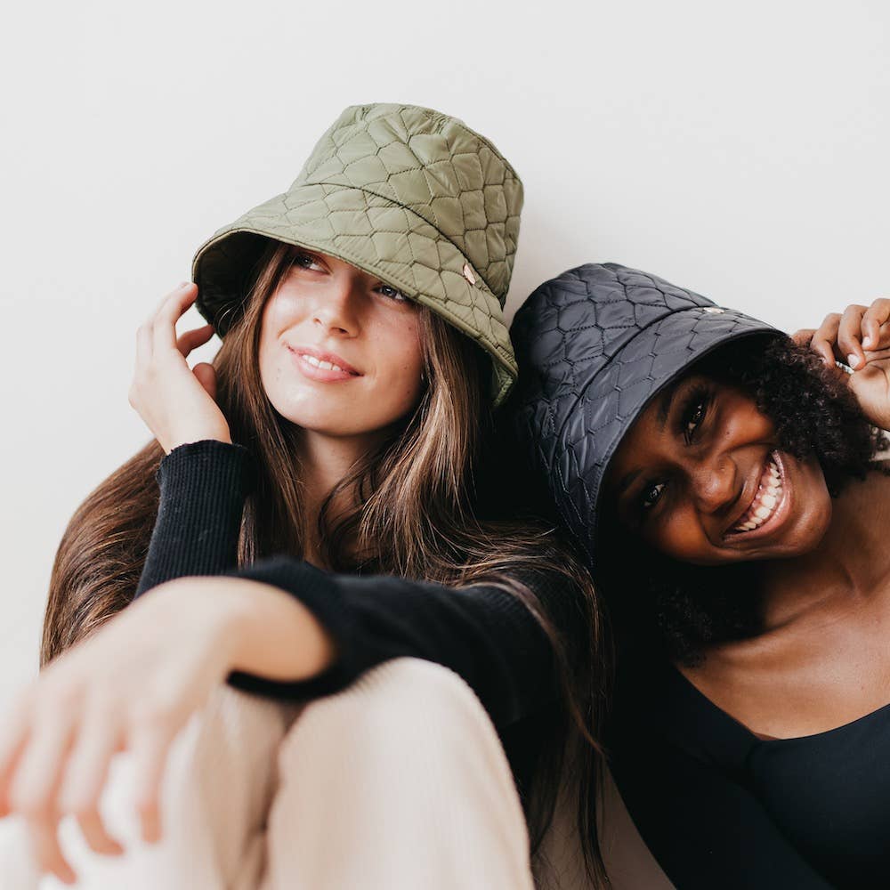Chiara Quilted Bucket Hat: Olive