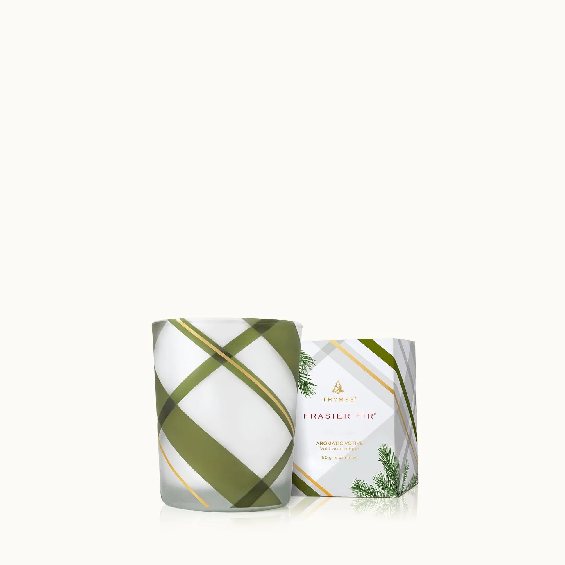 Frasier Fir Votive Candle, Plaid