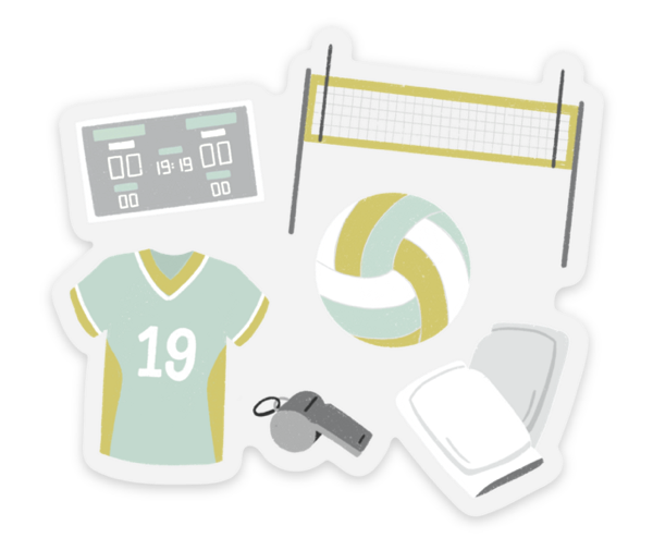 Volleyball Illustrations Sticker 3x3"