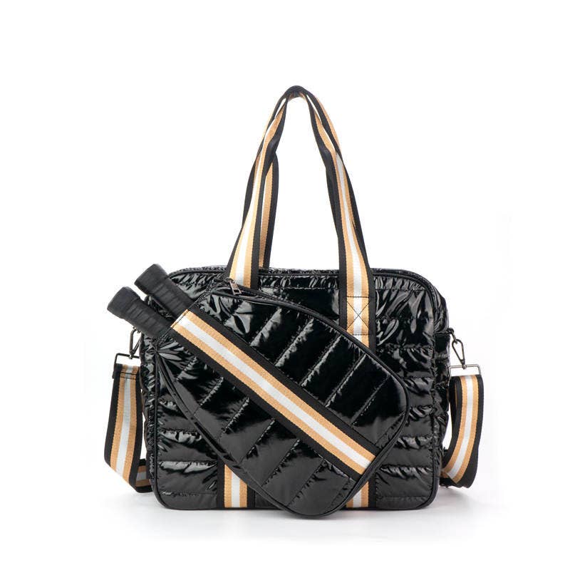 Puffer Pickle Ball tote - Black w/Tan