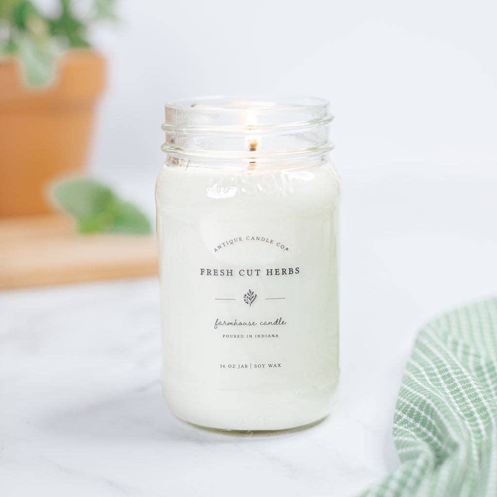 Soy Wax Mason Jar Candle - Fresh Cut Herbs