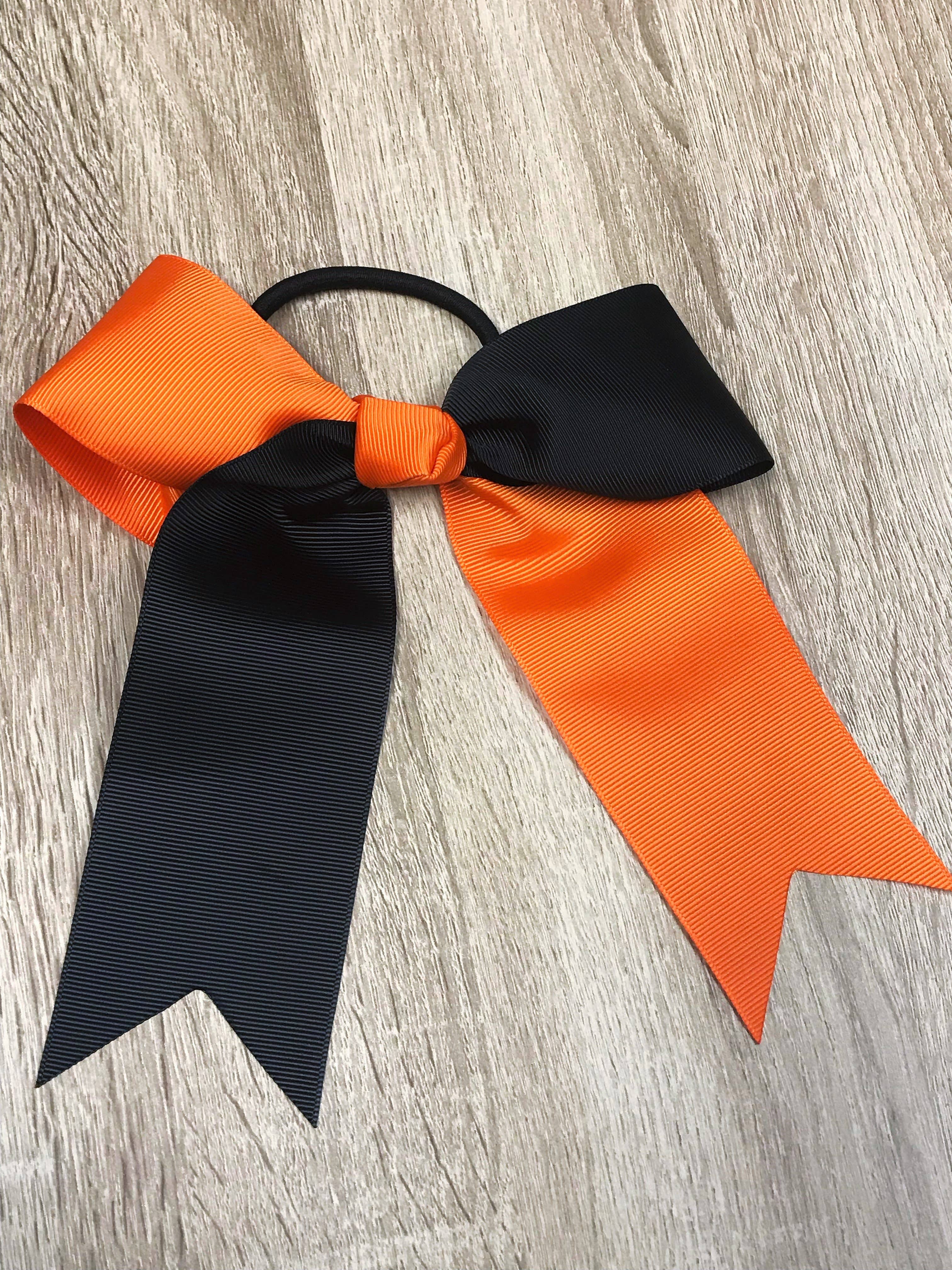 School Spirit Cheer Bows: Orange/Black