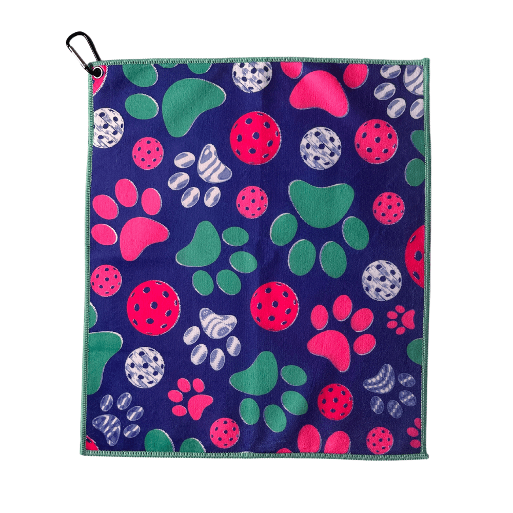 Pickleball Paw Print Microfiber/Cotton Athletic Towel