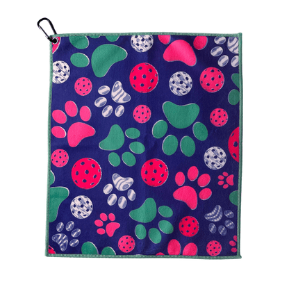 Pickleball Paw Print Microfiber/Cotton Athletic Towel