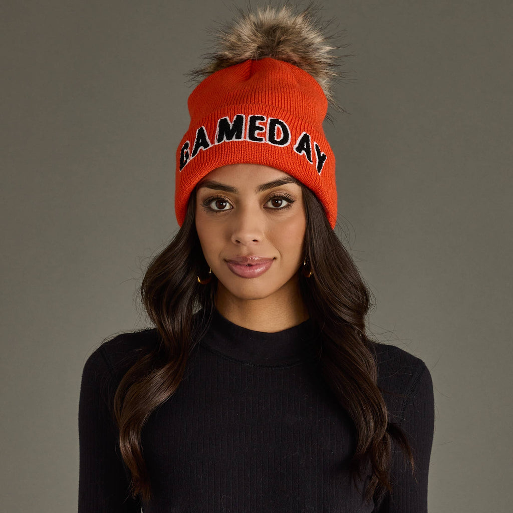 Wild Collective Anthropologie Game Day Beanie Black Floral Pom Pom Hat NWT Pom Pom Beanie | Anthropologie main image 2