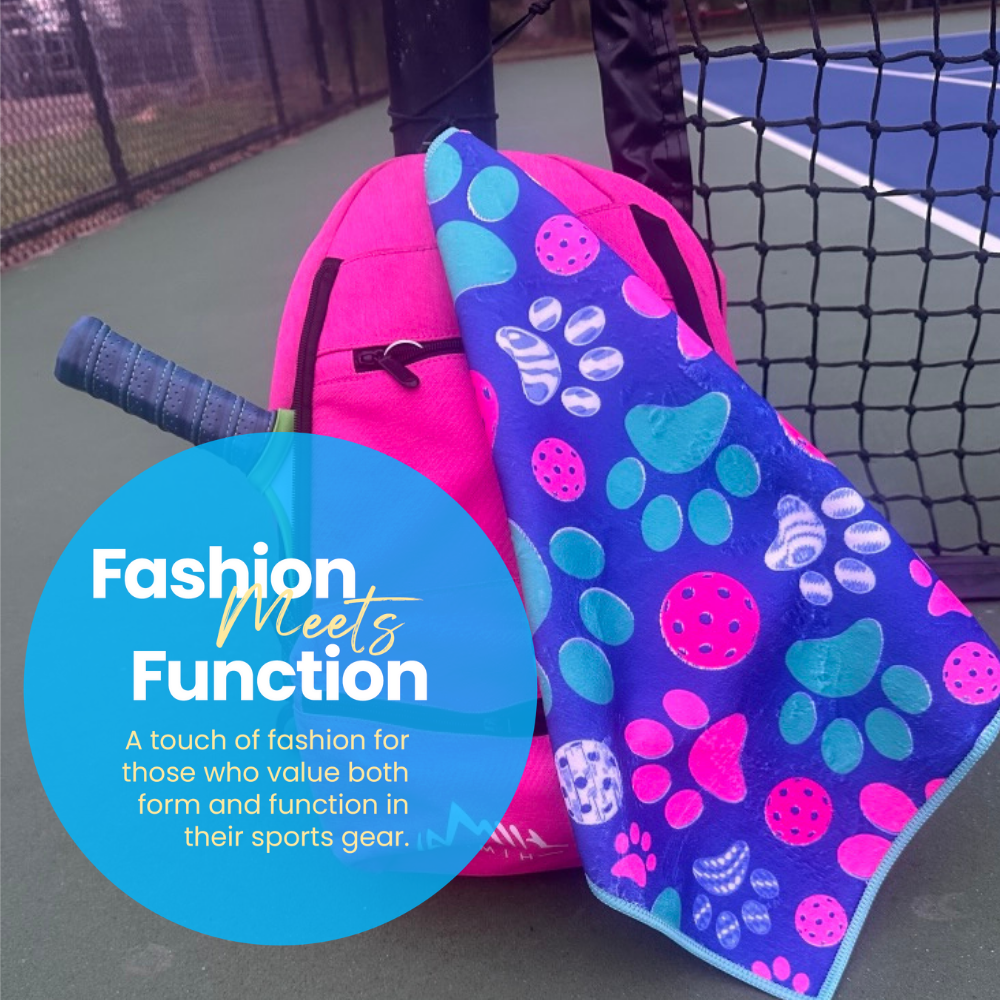Pickleball Paw Print Microfiber/Cotton Athletic Towel