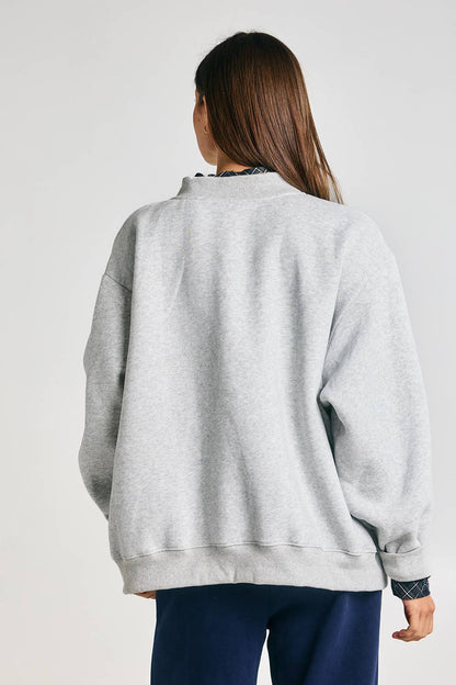 Embroidered "LAKE" Mock Neck Sweatshirt