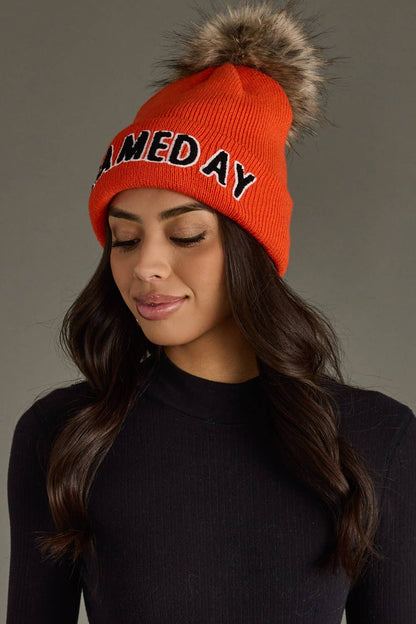 Orange & Black Game Day Pom Hat
