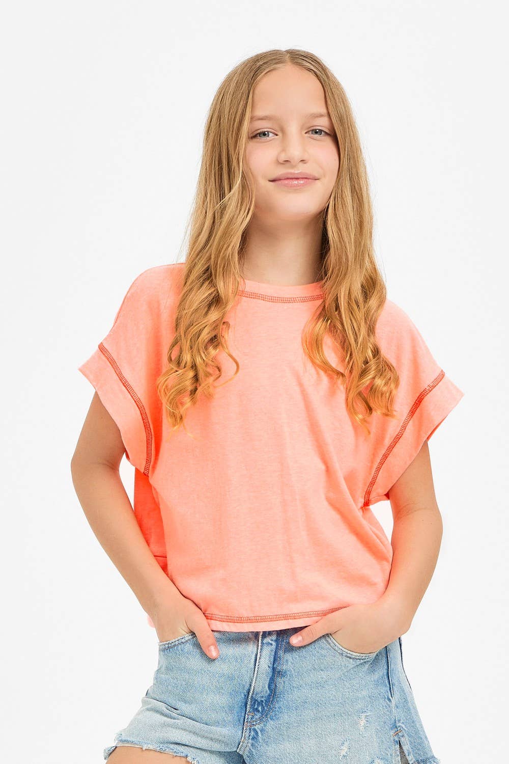 Overlap Open Back Reverse Stitched Top Youth