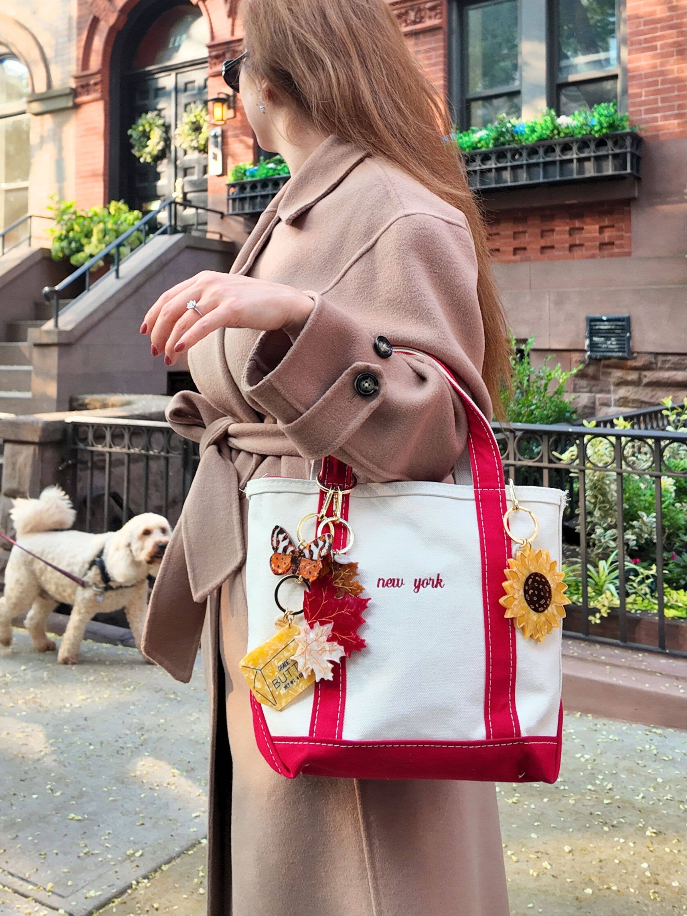 Hand-painted Maple Leaves Bag Charm + Keychain