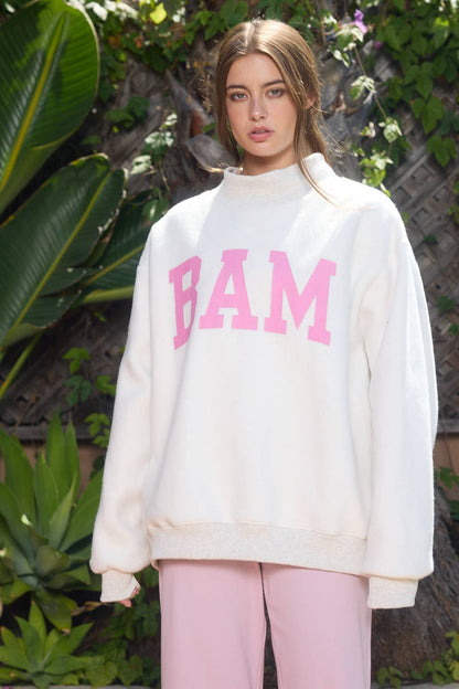 Reversible "MAHJ"&"BAM" MockNeck Sweatshirt