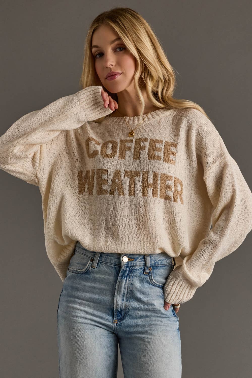 Ivory Coffee Weather Lightweight Sweater